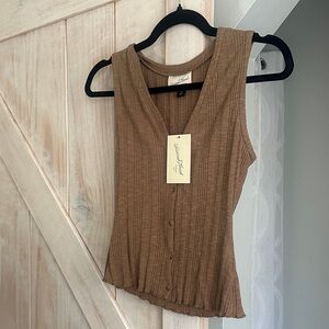 Universal Thread Brown Ribbed Sleeveless Blouse
